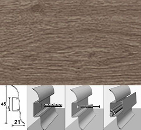 Напольный плинтус Идеал Альфа (пластиковый с кабель-каналом) 208 Дуб Мокко, 1 м.п.